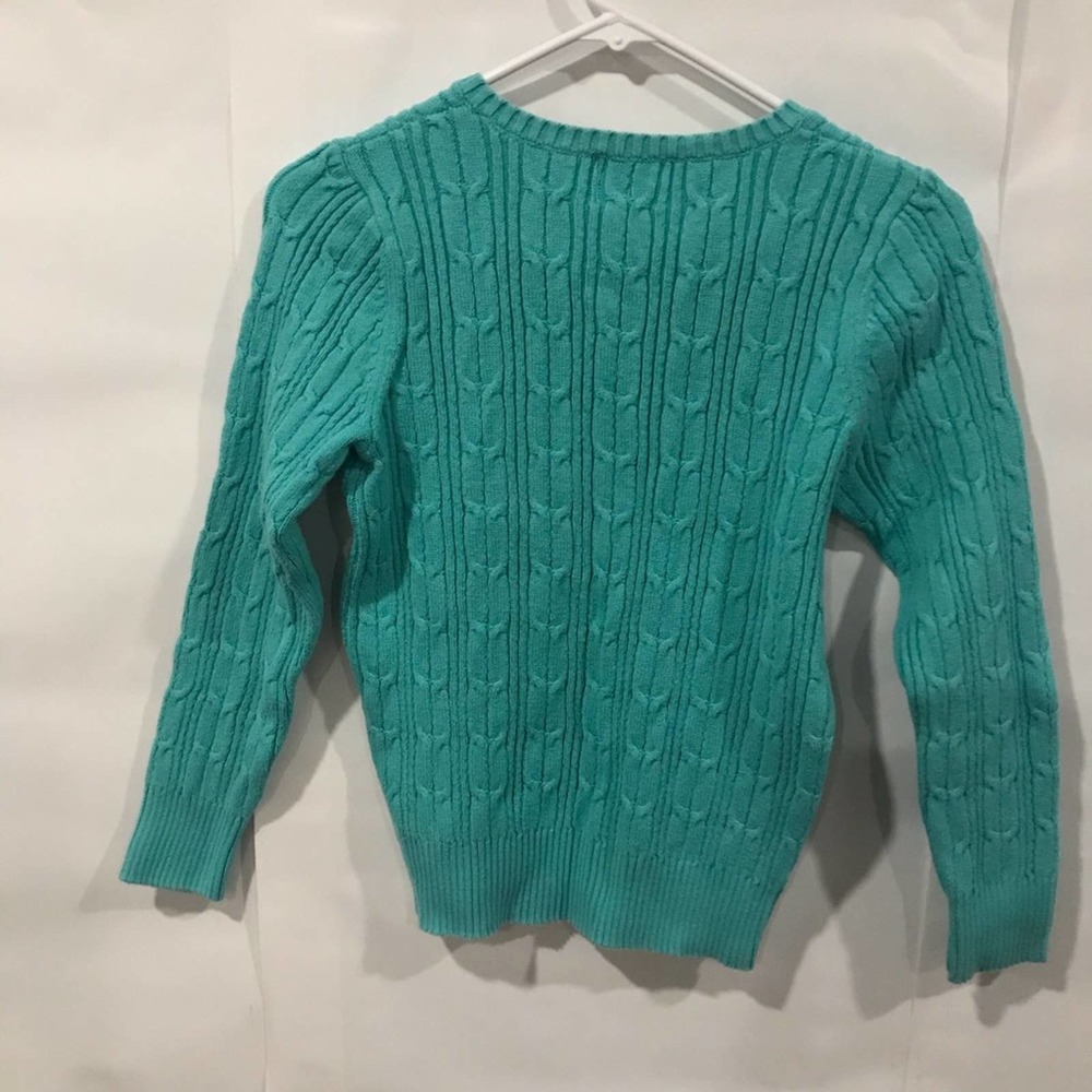 St. John's Bay Knitting Sweater V-Neck Teal Blue - Picture 9 of 9